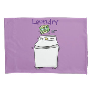 Housse D'oreillers Illustration de lave-linge mignonne