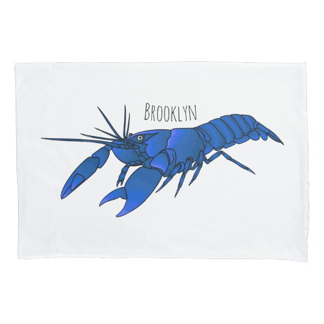 Housse D'oreillers Illustration de l'écrevisse marron bleu (devant)
