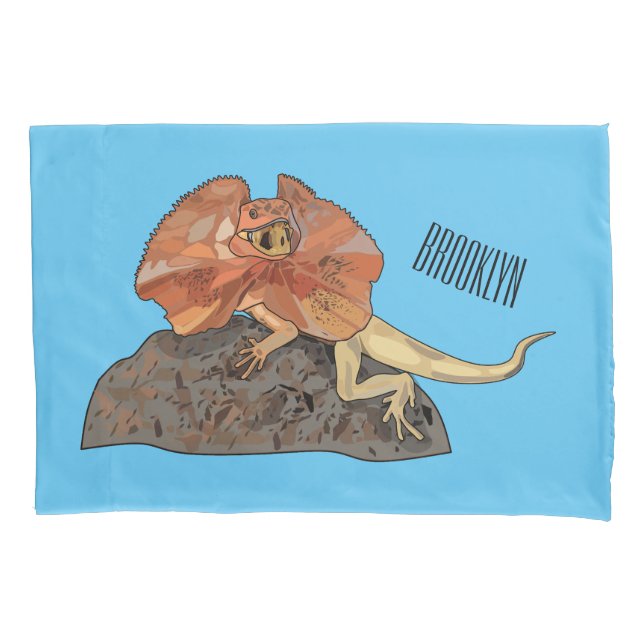 Housse D'oreillers Illustration de lézard à col frisé (devant)