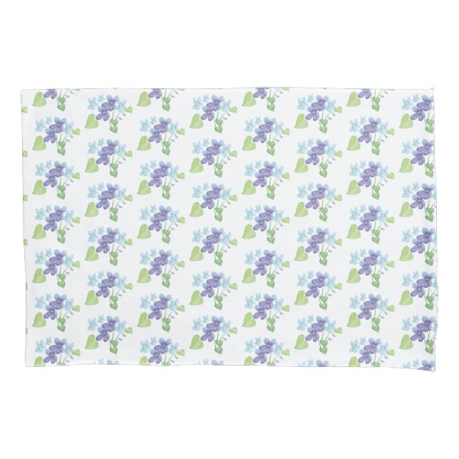 Housse D'oreillers Illustration des fleurs de violet sauvages (devant)