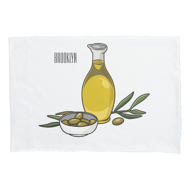 Housse D'oreillers Illustration d'huile d'olive (devant)