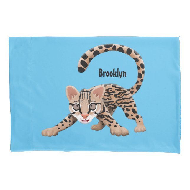 Housse D'oreillers Illustration d'ocelot mignon (devant)
