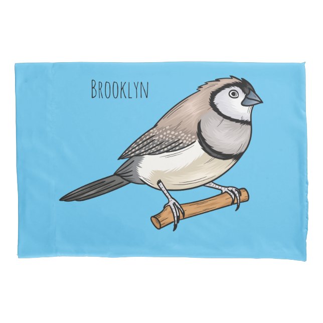 Housse D'oreillers Illustration d'oiseau à deux barreaux (devant)