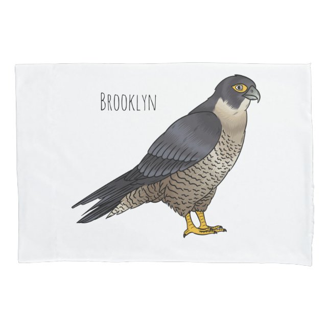 Housse D'oreillers Illustration d'oiseau de faucon pèlerin (devant)