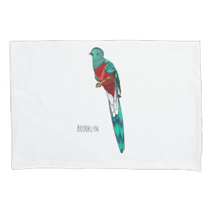 Housse D'oreillers Illustration d'oiseau de quetzal resplendissant