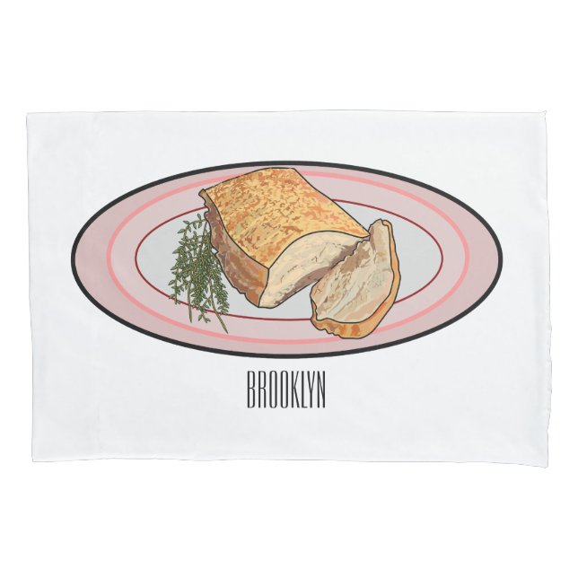Housse D'oreillers Illustration du ventre de porc rôti (devant)