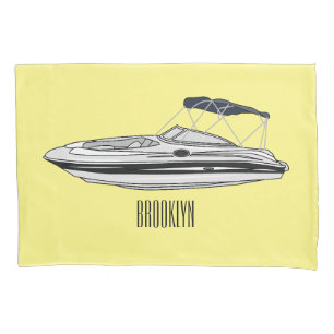 Housse D'oreillers Illustration d'un bateau à moteur