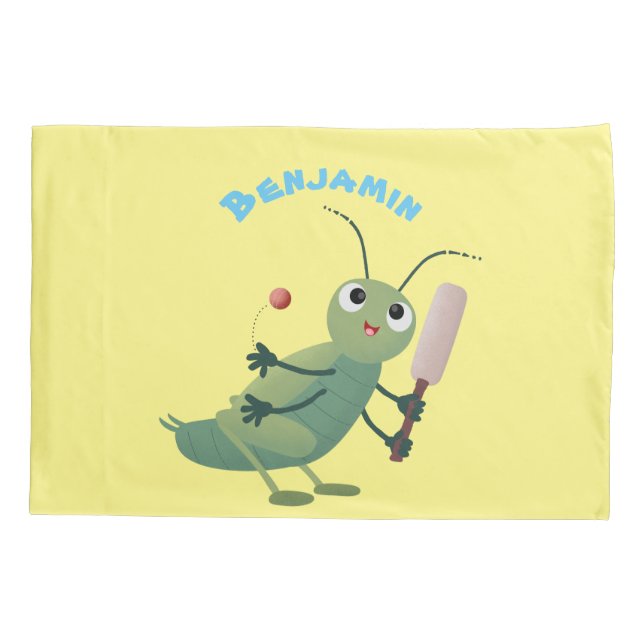 Housse D'oreillers Illustration d'un insecte du cricket vert mou (Dos)
