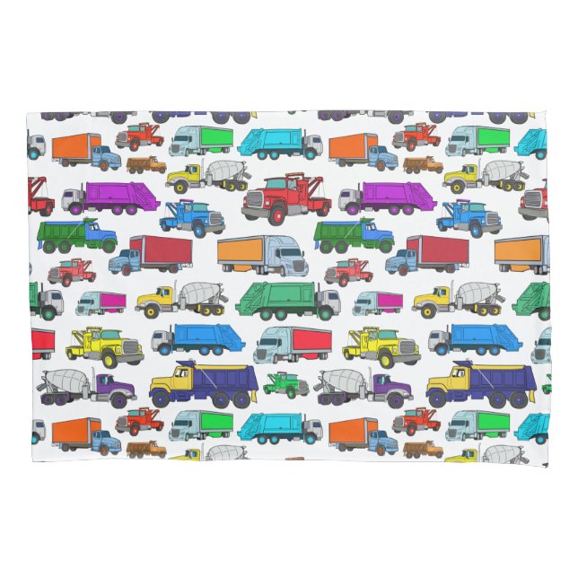 Housse D'oreillers Illustrations de camionnettes de style caricature (devant)