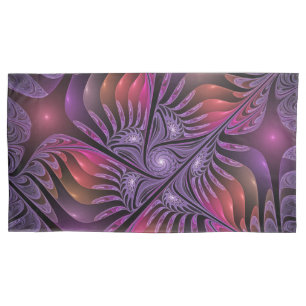 Housse D'oreillers Imaginaire coloré Abstrait Trippy Violet Fractal
