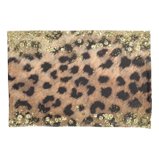 Housse D'oreillers Impression d'animal de Léopard Guépard Paillettes  (devant)