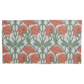 Housse D'oreillers Impression florale Art Nouveau Coquelicot rouge