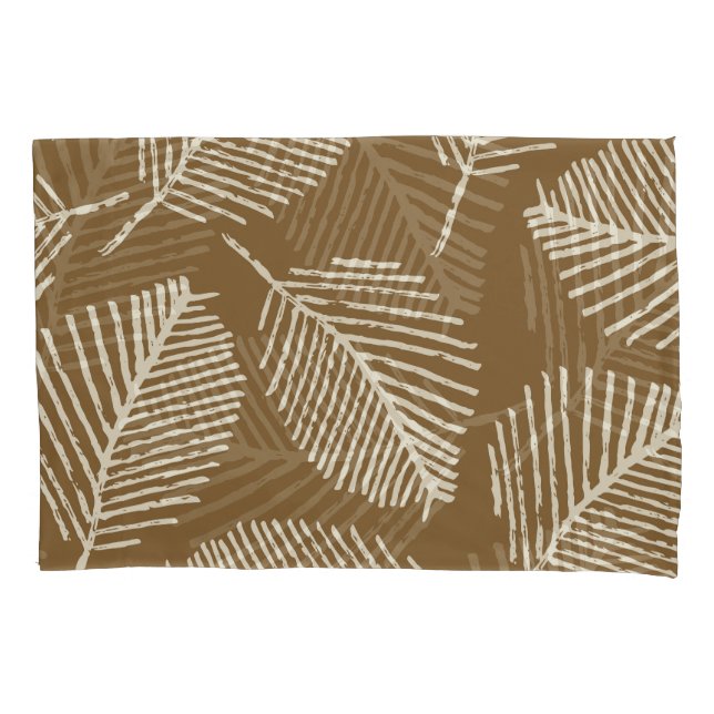 Housse D'oreillers Impression mono feuille, brun caramel, sans soudur (devant)