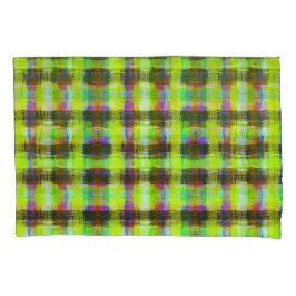 Housse D'oreillers Impression Plaid Jaune Peint