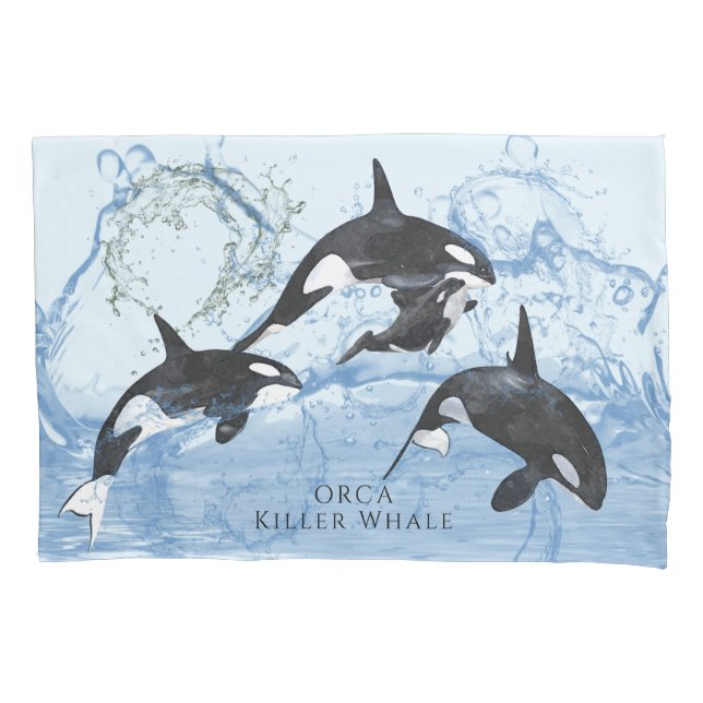 Housse D'oreillers Incroyable Orques d'aquarelle noire et blanche (devant)