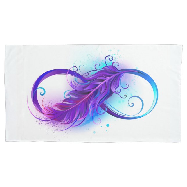 Housse D'oreillers Infinity with purple feather (devant)