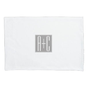 Housse D'oreillers Initails ou Other Text White & Grey
