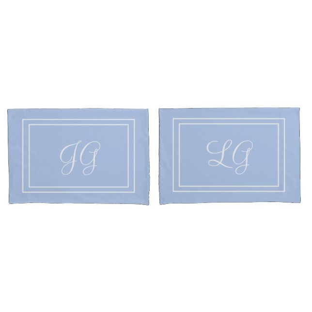 Housse D'oreillers Initiales bleu bébé (devant-Set)