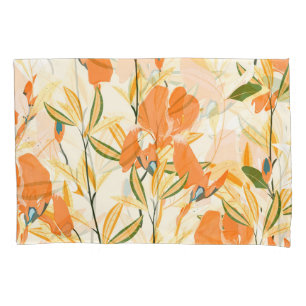 Housse D'oreillers Iris orange : motif floral transparent
