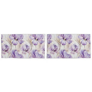 Housse D'oreillers Iris Pourpre Floral Romantique