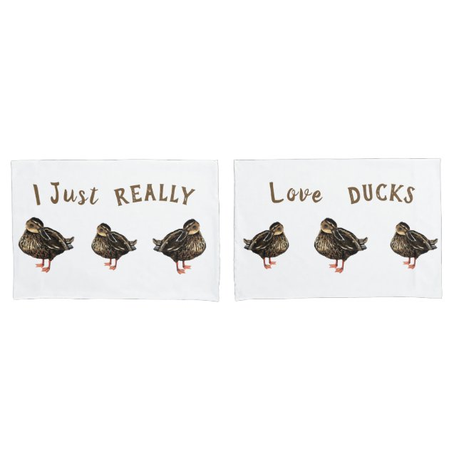 Housse D'oreillers J'Aime Vraiment Les Cas D'Oreiller De Canards (devant-Set)