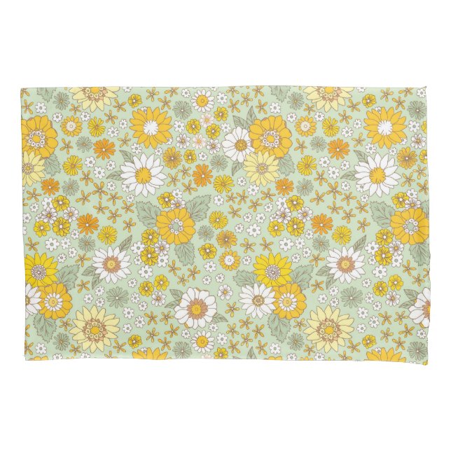 Housse D'oreillers Jardin Floral Jaune Motif (devant)