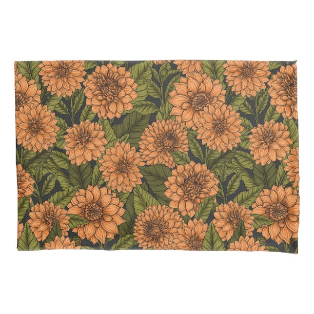 Housse D'oreillers Jardin Orange Dahlia (devant-gauche)