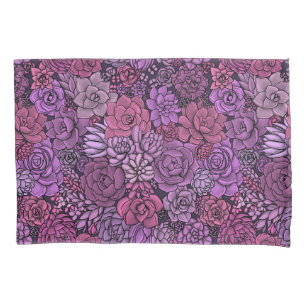 Housse D'oreillers Jardin succulent en rose et violet