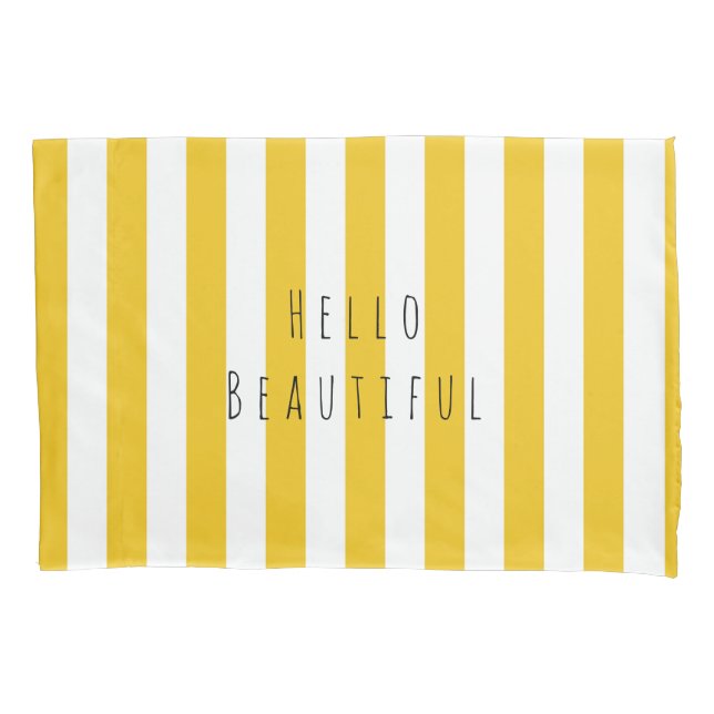 Housse D'oreillers Jaune & Blancs Moderne Chic Lumineux Gras (devant)