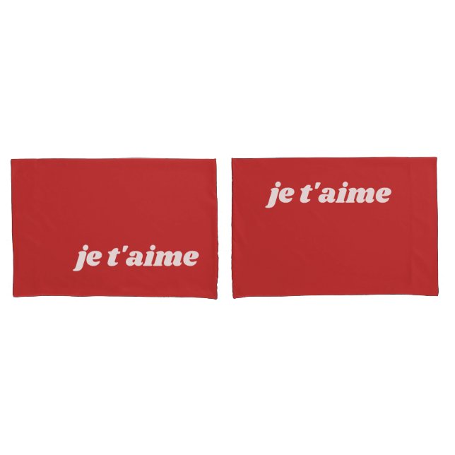 Housse D'oreillers je t'aime | Je t'aime | Phrase française (devant-Set)