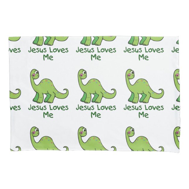 Housse D'oreillers Jésus m'aime les dinosaures (devant)