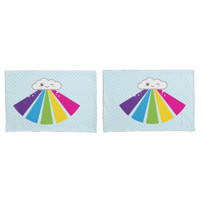 Housse D'oreillers Jeu de Coques de Coussin Cloud et Rainbow Kawaii (devant-Set)