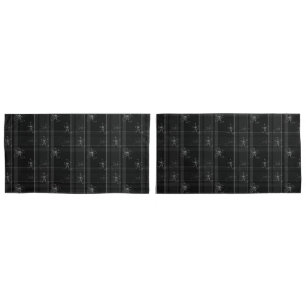 Housse D'oreillers Jeu d'oreillers de taille King Plaid Noir