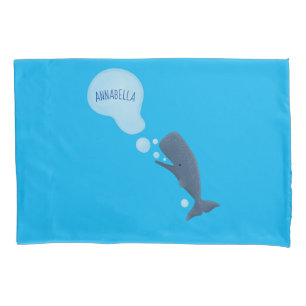 Housse D'oreillers Jolie baleine à sperme soufflant bulles dessin
