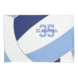 Housse D'oreillers joueur de volley-ball bleu clair marine