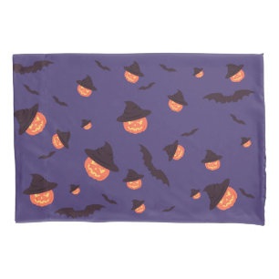 Housse D'oreillers Joyeux Citrouille d'Halloween et chauves-souris