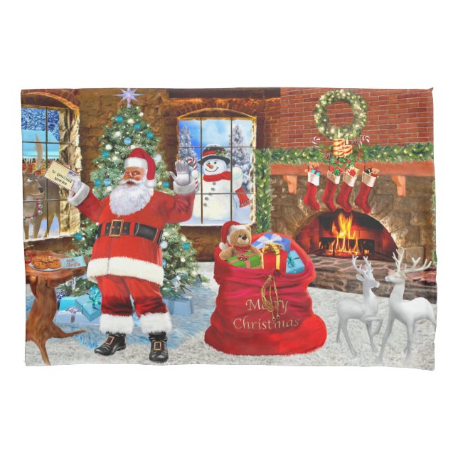Housse D'oreillers Joyeux Noël de Père Noël (devant)