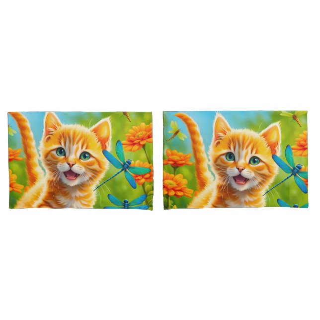Housse D'oreillers Joyous Kitten (devant-Set)