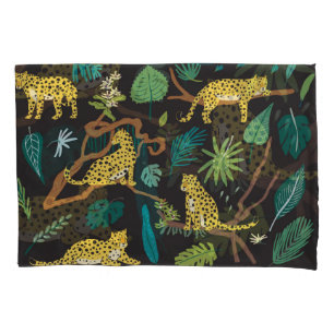 Housse D'oreillers Jungle Leopards : Illustrations Vintages de la fau