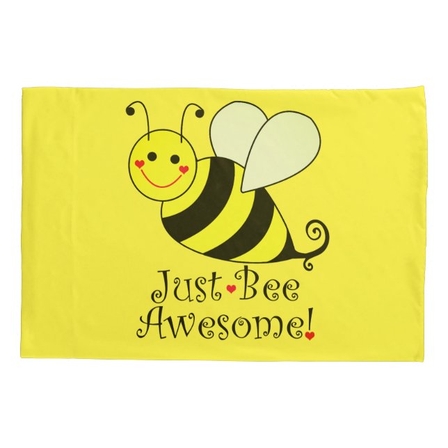 Housse D'oreillers Juste le jaune impressionnant d'abeille gaffent (Dos)
