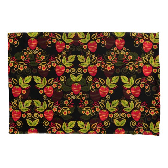 Housse D'oreillers Khokhloma Russian Berries : Style traditionnel (devant)