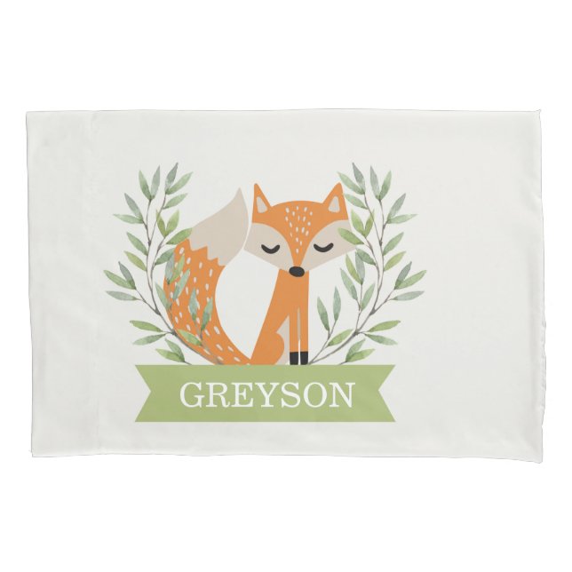 Housse D'oreillers Kids Woodland Pillowcase personnalisé - "Fox" (devant)