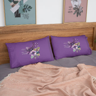 Housse D'oreillers King Size Purple Floral Design