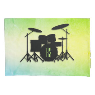 Housse D'oreillers Kit de batterie Monogramme Vert