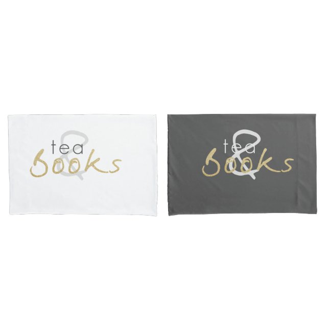 Housse D'oreillers Kit de thé et livres Pillowcase (devant-Set)