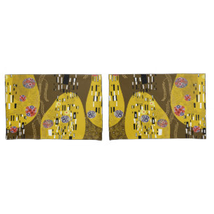 Housse D'oreillers Klimt Inspiré Or Motif Art Nouveau Le Baiser