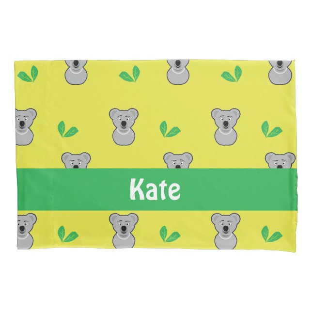 Housse D'oreillers Koala ours jaune motif (devant)