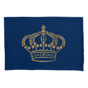 Housse D'oreillers La luxueuse Gold Crown Navy