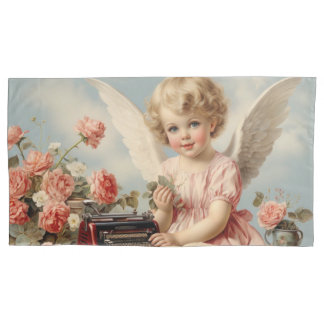 Housse D'oreillers L'ange mignon écrit une lettre d'amour