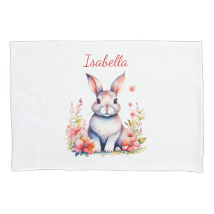 Housse D'oreillers Lapin lapin personnalisé en Fleurs roses